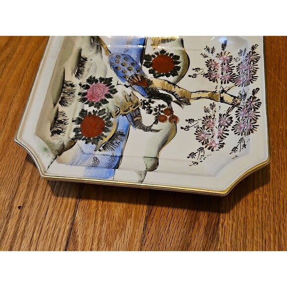 Vintage Andrea By Sadek Japanese Accent Plate Flowers & Peacock Gold Accent 8.25 - Picture 4 of 10